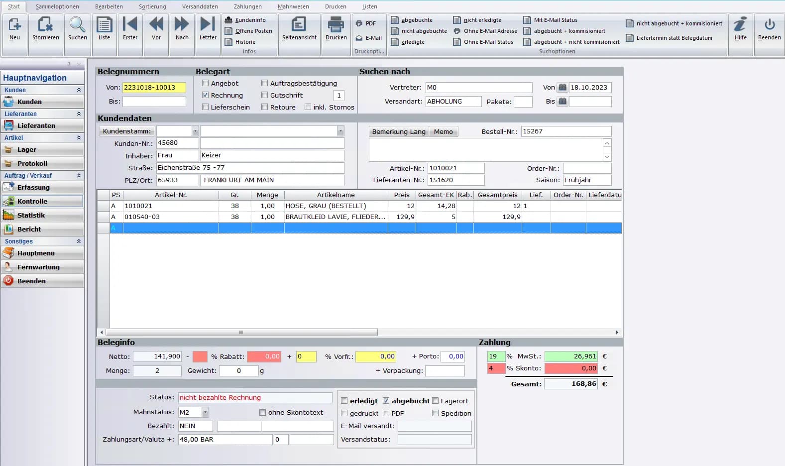 Modeprofi HDMV6-Kontrolle